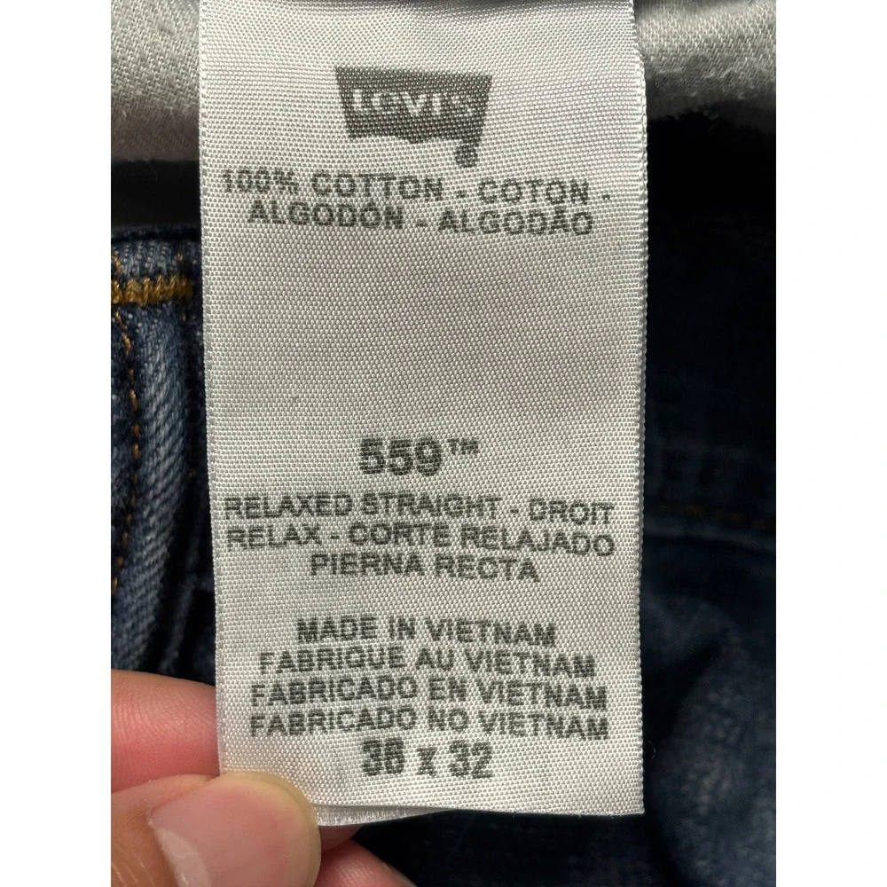 Levis 559 Relaxed Straight Jeans Mens 36x32 Blue Denim 100% Cotton 00559-0231